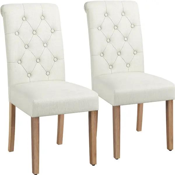 Yaheetech 2x Classic Fabric Upholstered Dining Chairs Armless High Back Kitchen Chairs 2x Classic Fabric Upholstered Dining Chairs Armless High Back Kitchen Chairs
