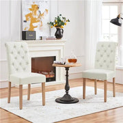2x Classic Fabric Upholstered Dining Chairs Armless High Back Kitchen Chairs by Yaheetech