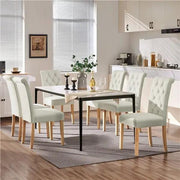 6x Classic Upholstered Dining Chairs High Back Kitchen Chairs by Yaheetech