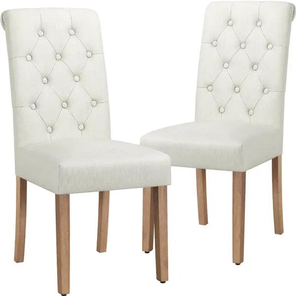 Yaheetech 2x Classic Fabric Upholstered Dining Chairs Armless High Back Kitchen Chairs 2x Classic Fabric Upholstered Dining Chairs Armless High Back Kitchen Chairs