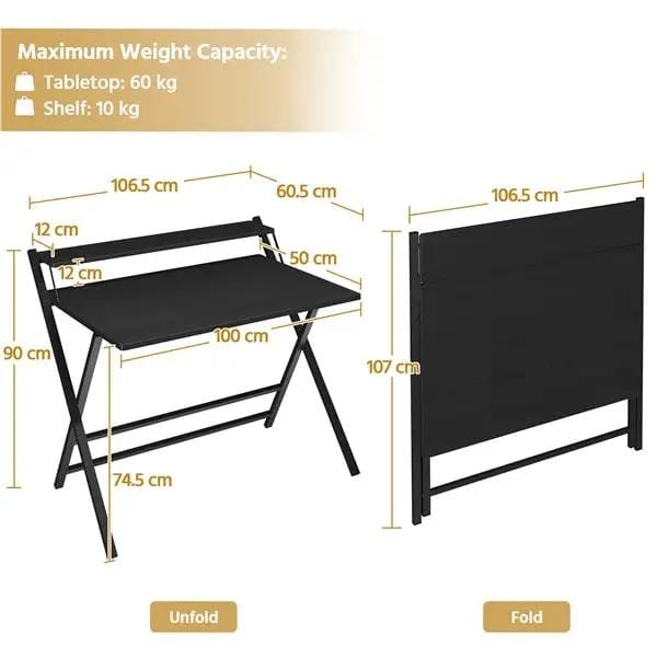 2-Tier Foldable Computer Desk w/ Monitor Shelf Home Office Table – view 2