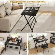 2-Tier Foldable Computer Desk w/ Monitor Shelf Home Office Table – view 6