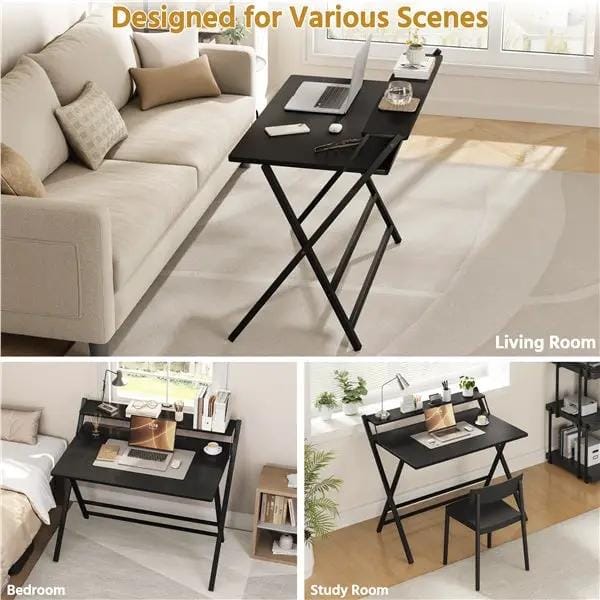 2-Tier Foldable Computer Desk w/ Monitor Shelf Home Office Table – view 6