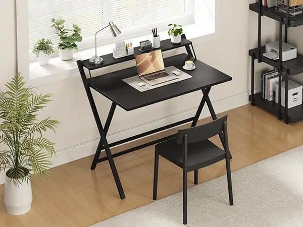 2-Tier Foldable Computer Desk w/ Monitor Shelf Home Office Table – view 8