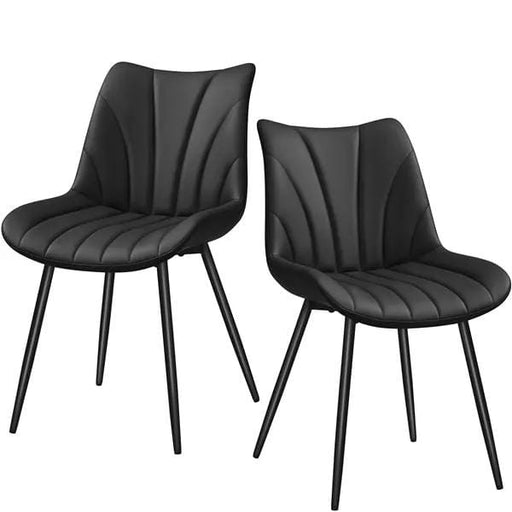 2x Modern Faux Leather Upholstered Dining Chairs with Metal Legs by Yaheetech