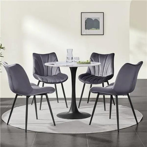 Yaheetech Set of 4 Modern Velvet Fabric Upholstered Dining Chairs with Metal Legs Set of 4 Modern Velvet Fabric Upholstered Dining Chairs with Metal Legs