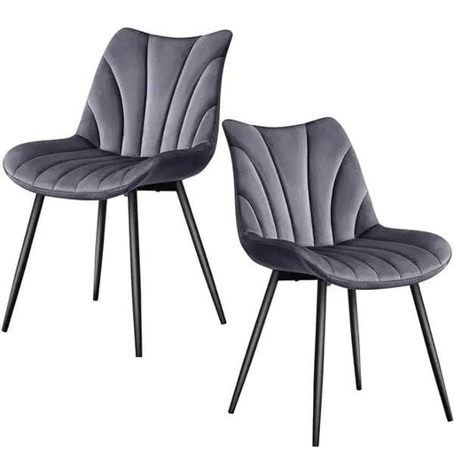Yaheetech Set of 2 Modern Velvet Fabric Upholstered Dining Chairs with Metal Legs Set of 2 Modern Velvet Fabric Upholstered Dining Chairs with Metal Legs
