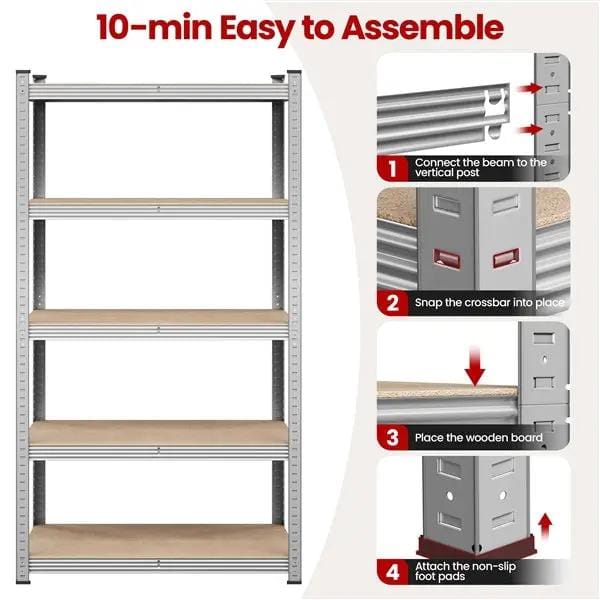 180cm H Heavy-Duty 5-Tier Steel Shelving Unit Garage Storage Shelf Rack by Yaheetech