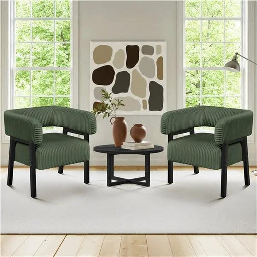 Yaheetech 2pcs Corduroy Barrel Accent Chair Contemporary Upholstered Armchair 2pcs Corduroy Barrel Accent Chair Contemporary Upholstered Armchair