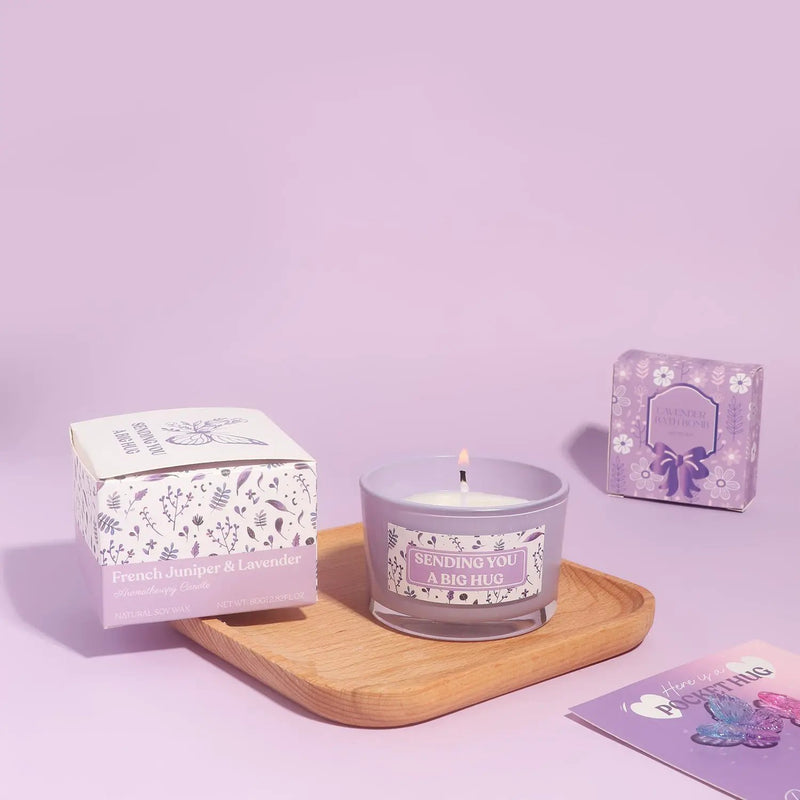 Poppy Gifts Purple Theme Aroma Candle Bath Gift Box Purple Theme Aroma Candle Bath Gift Box