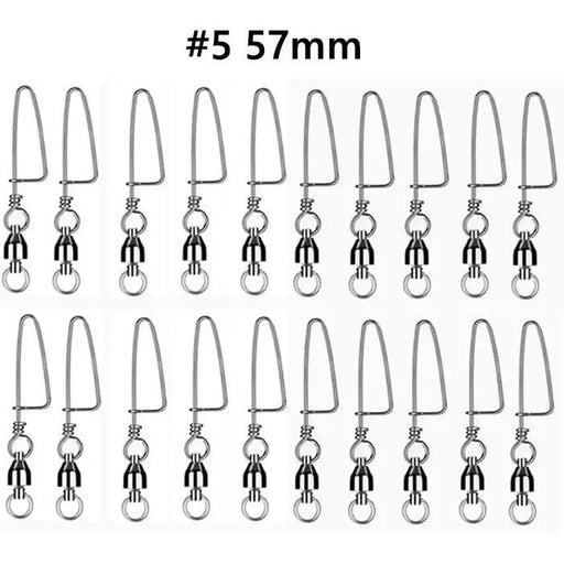 #5 20PCS Ball Bearing Fishing Swivels Snap Coastlock Fishing Line Connector – view 2