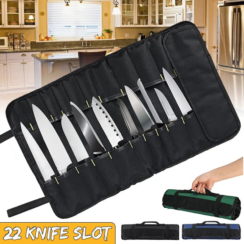 Zendrop Chef Knife Roll Bag With Large Capacity For 22 Knives Chef Knife Roll Bag 22 Pocket Large Capacity