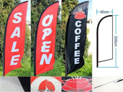 ‘OPEN’ 3.4M Cross Base/Set Commercial Feather Banner Flag – view 1