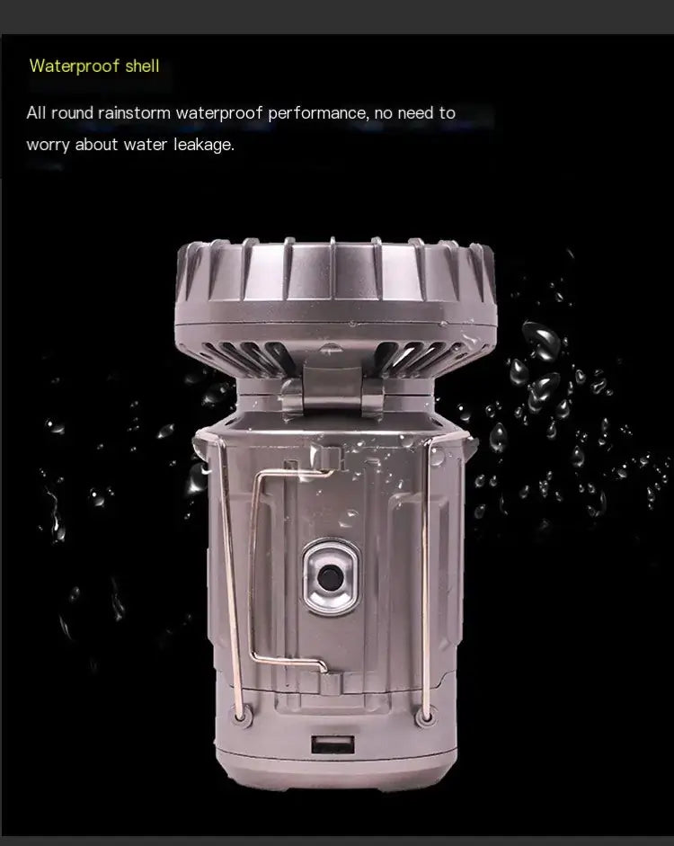 Solar Camping Lantern Fan - 2-in-1 Rechargeable LED Light with Cooling Fan – view 4