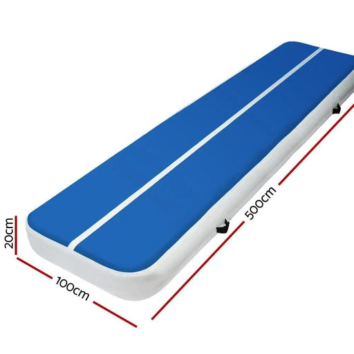 5m x 1m Inflatable Air Track Mat 20cm Thick Gymnastic Tumbling Blue And White – view 2