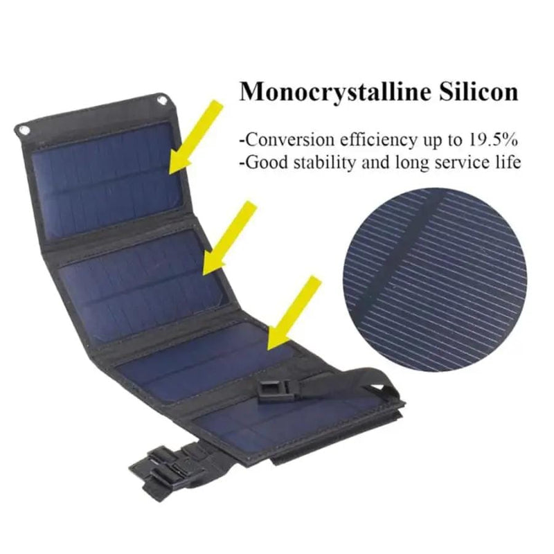 9eight5 Tools & Models 5W Foldable Solar Panel - 5V USB Output 5W Foldable Solar Panel - 5V USB Output