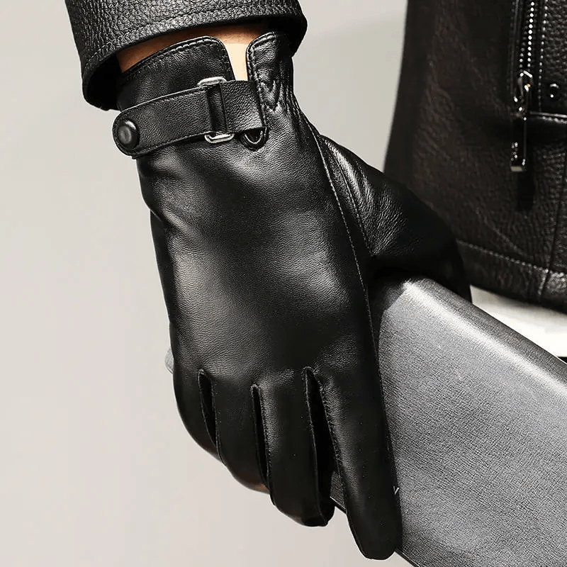 Men's Sheepskin Leather Gloves — Warm Velvet Lined | Driving & Outdoor – view 3