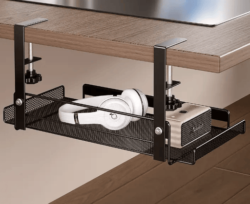 Under Desk Cable Management Tray No Drill, Metal Mesh Cable Tray with Clamp – view 2