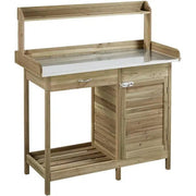 Outdoor Garden Potting Bench Table Work Bench Metal Tabletop – view 1