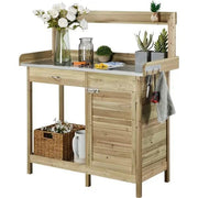 Outdoor Garden Potting Bench Table Work Bench Metal Tabletop – view 2