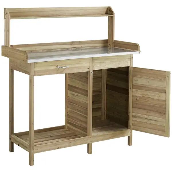 Outdoor Garden Potting Bench Table Work Bench Metal Tabletop – view 4