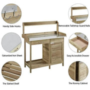 Outdoor Garden Potting Bench Table Work Bench Metal Tabletop – view 6