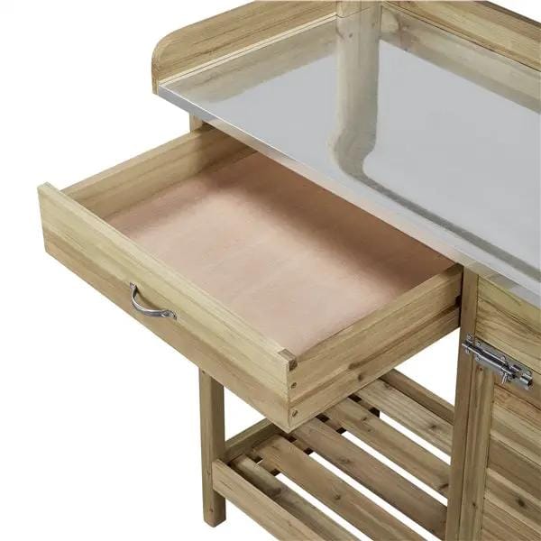 Outdoor Garden Potting Bench Table Work Bench Metal Tabletop – view 7