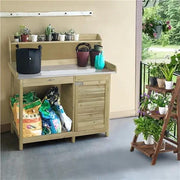 Outdoor Garden Potting Bench Table Work Bench Metal Tabletop – view 8