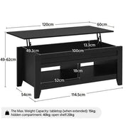 Yaheetech L 120cm Lift Top Coffee Table w/Hidden Compartment & 2 Open Shelves L 120cm Lift Top Coffee Table w/Hidden Compartment & 2 Open Shelves