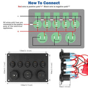 5 Gang ON-OFF Toggle Switch Control Panel 2 USB Charger 12V for Car – view 6