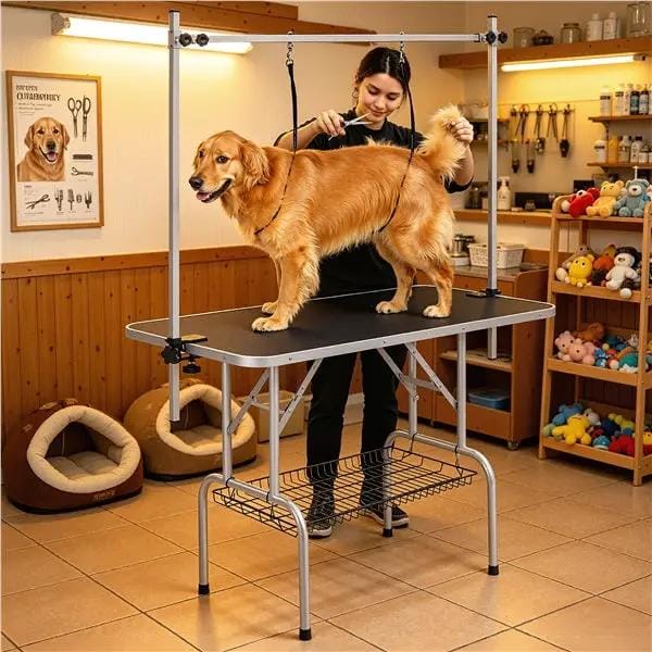 Foldable Pet Grooming Table Stainless Steel Arm Frame Height Adjustable – view 10