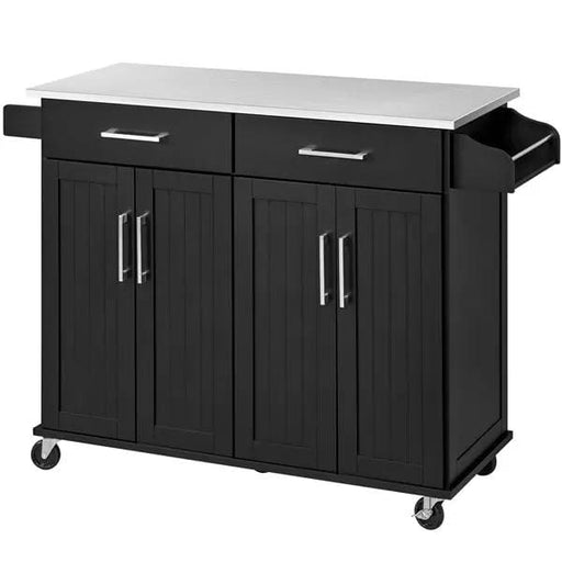 Kitchen Island on Wheels Kitchen Cart Trolley with Stainless Steel Top – view 1