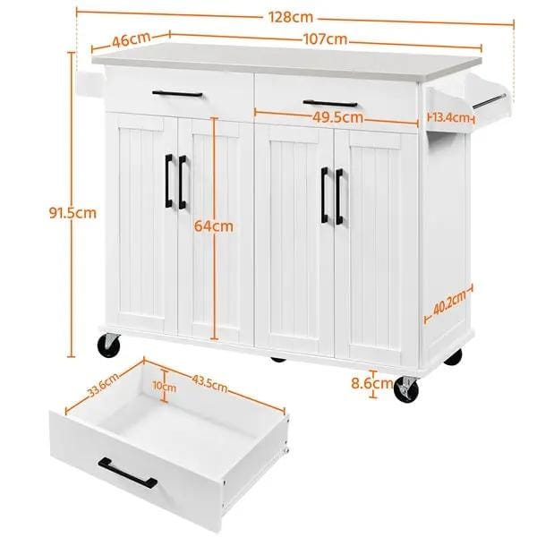 Stainless Steel Top Rolling Kitchen Island Cart Kitchen Trolley – view 4