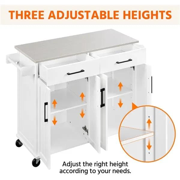 Stainless Steel Top Rolling Kitchen Island Cart Kitchen Trolley – view 5