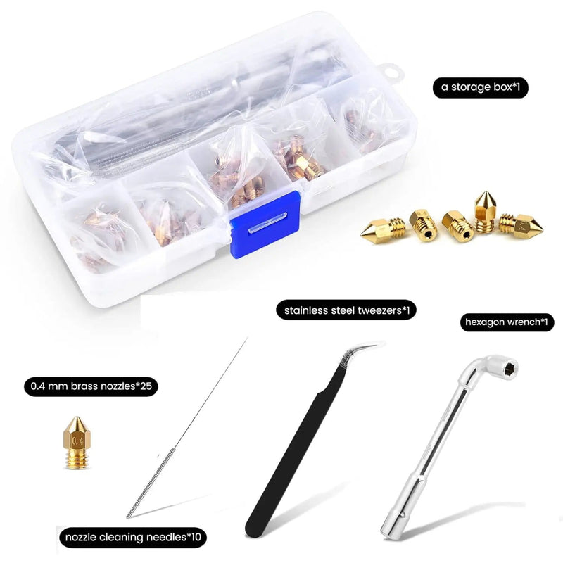 25PCS MK8 3D Printer Extruder Brass Nozzles for Creality Ender 3 – view 2