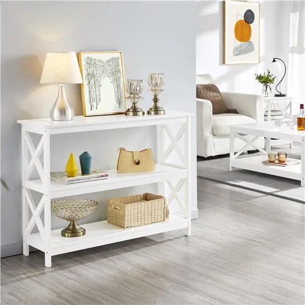 Yaheetech 3-Tier Wooden Console Table Sofa Side Table Entryway Table 3-Tier Wooden Console Table Sofa Side Table Entryway Table