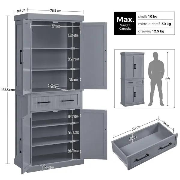 Tall Pantry Cupboard Freestanding Storage Cabinet Kitchen Pantry by Yaheetech