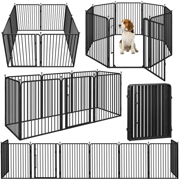 Yaheetech 8 Panels Puppy Playpen Metal Pet Fence with Door Round Tube for Pet Pen 8 Panels Puppy Playpen Metal Pet Fence with Door Round Tube for Pet Pen