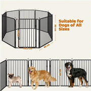 8 Panels Puppy Playpen Metal Pet Fence with Door Round Tube for Pet Pen by Yaheetech