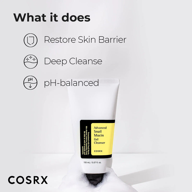 Poppy Gifts Skin Care COSRX Advanced Snail Mucin Gel Cleanser 150ml COSRX Advanced Snail Mucin Gel Cleanser 150ml