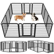 Set of 2- 12 Panels Dog Cat Exercise Barrier Outdoor Indoor Fence w/Door Dog Playpen Dog Pen by Yaheetech