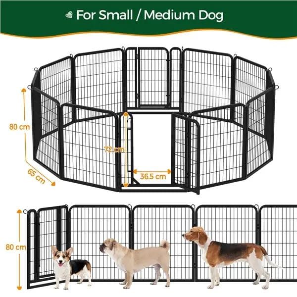 Set of 2- 12 Panels Dog Cat Exercise Barrier Outdoor Indoor Fence w/Door Dog Playpen Dog Pen by Yaheetech