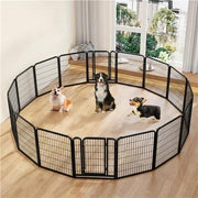 Set of 2- 12 Panels Dog Cat Exercise Barrier Outdoor Indoor Fence w/Door Dog Playpen Dog Pen by Yaheetech