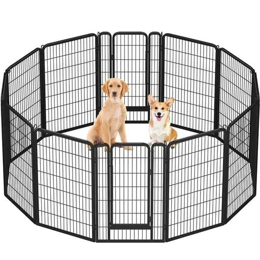 12 Panels Iron Dog Cat Exercise Barrier Dog Pen Dog Playpen – view 1