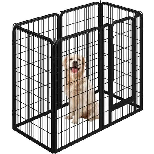 Set of 3 - 6 Panels Heavy Duty Dog Playpen Metal Dog Pen Pet Fence – view 1