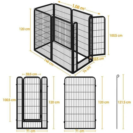 Set of 3 - 6 Panels Heavy Duty Dog Playpen Metal Dog Pen Pet Fence – view 2