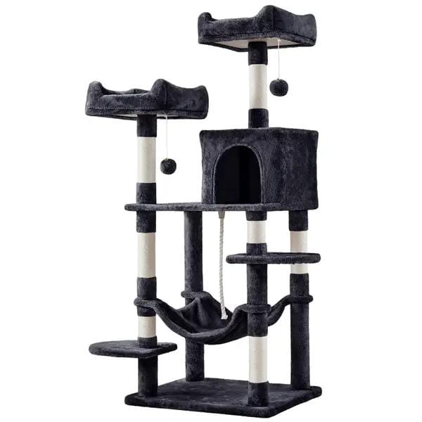 59″ Tall Multilevel Cat Tree with Condo & Plush Perch & Scratching Post – view 1