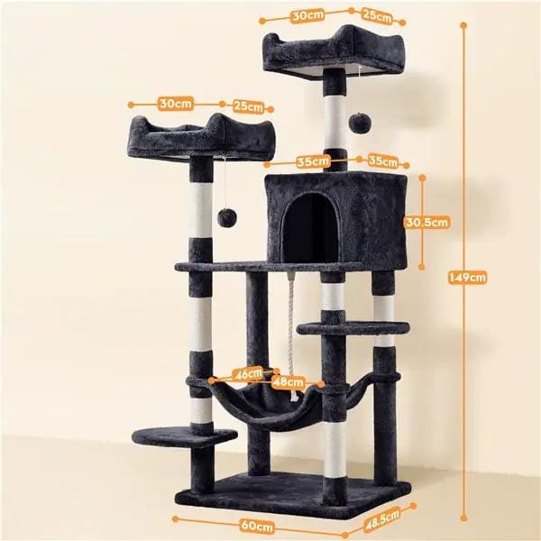 59″ Tall Multilevel Cat Tree with Condo & Plush Perch & Scratching Post – view 5