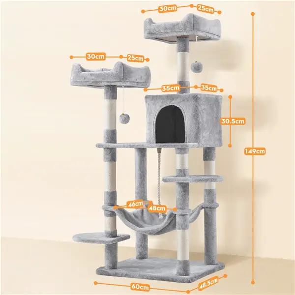 Yaheetech Multilevel Cat Tree Cat Tower Cat Scrathing Posts With Hammock Multilevel Cat Tree Cat Tower Cat Scrathing Posts With Hammock