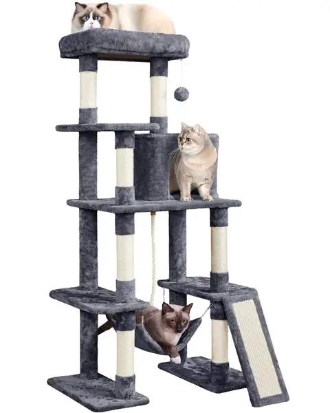 Yaheetech Large Cat Tower with Hammock Scratching Posts Condo Perch Large Cat Tower with Hammock Scratching Posts Condo Perch